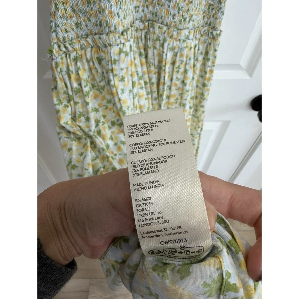 FREE PEOPLE  Lavender Daze Dress Green Floral Print L/XL